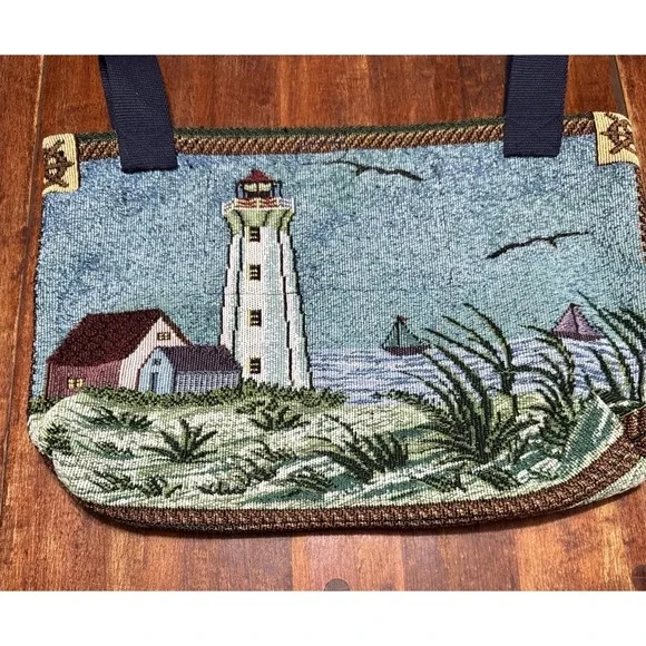 New Handmade Walker Bag Tote Caddy‎  Walker/ Stroller/Cars, Lighthouse Tapestry - Picture 2 of 10